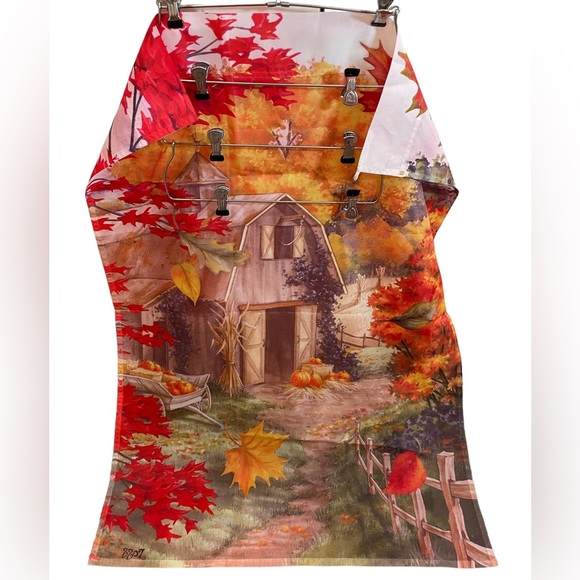 Like New Fall Foliage & Barn Outdoor Flag w/ Glitter Leaves 27” x 38.5” - Picture 6 of 6